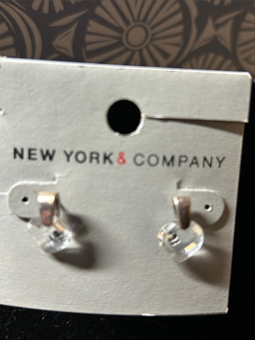 New York & Company Silver Crystal Cube Stud Earrings